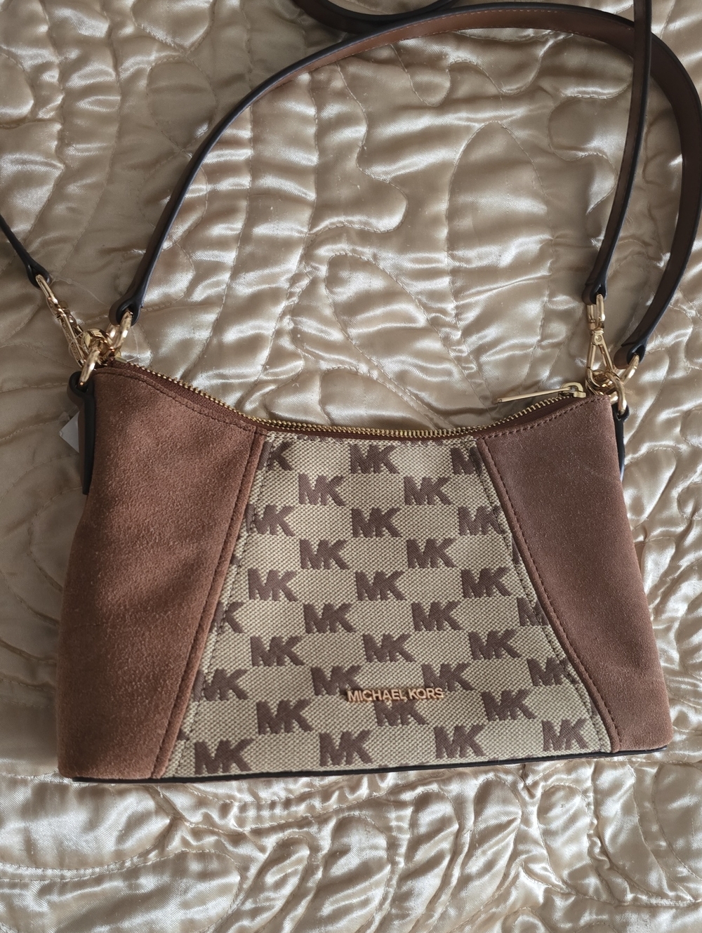 Michael Kors Sienna Medium Logo  Caramel/Tan MK Logo Shoulder Bag